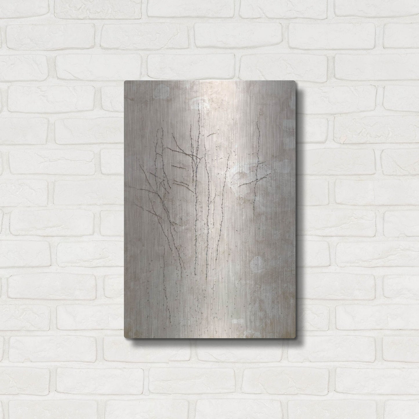 Luxe Metal Art 'Stucco Minus Vine 3' by IMB, Metal Wall Art,16x24