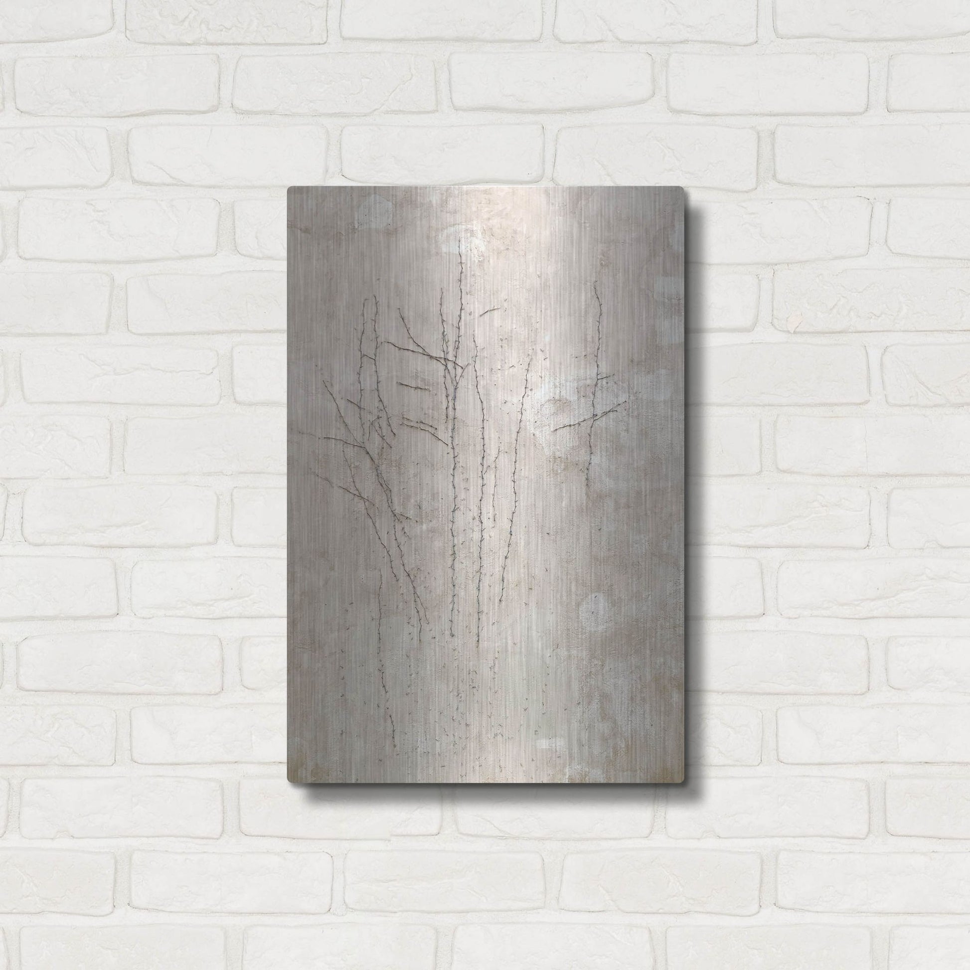 Luxe Metal Art 'Stucco Minus Vine 3' by IMB, Metal Wall Art,16x24