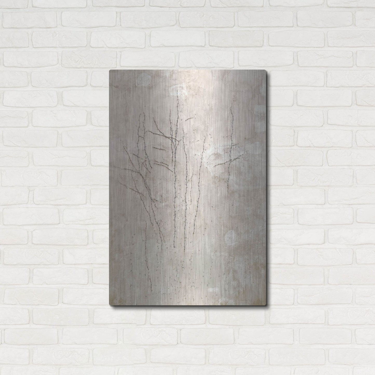 Luxe Metal Art 'Stucco Minus Vine 3' by IMB, Metal Wall Art,24x36
