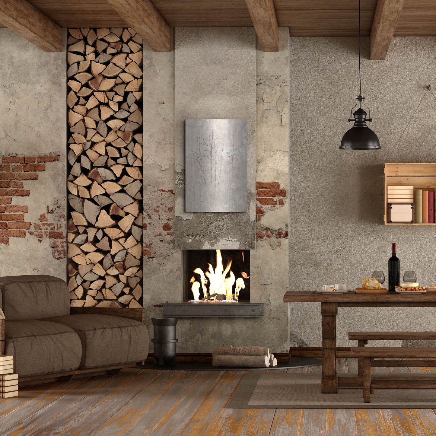 Luxe Metal Art 'Stucco Minus Vine 3' by IMB, Metal Wall Art,24x36