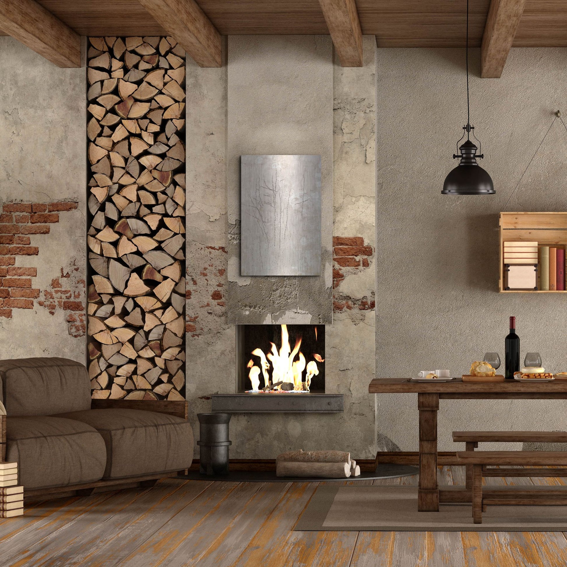 Luxe Metal Art 'Stucco Minus Vine 3' by IMB, Metal Wall Art,24x36