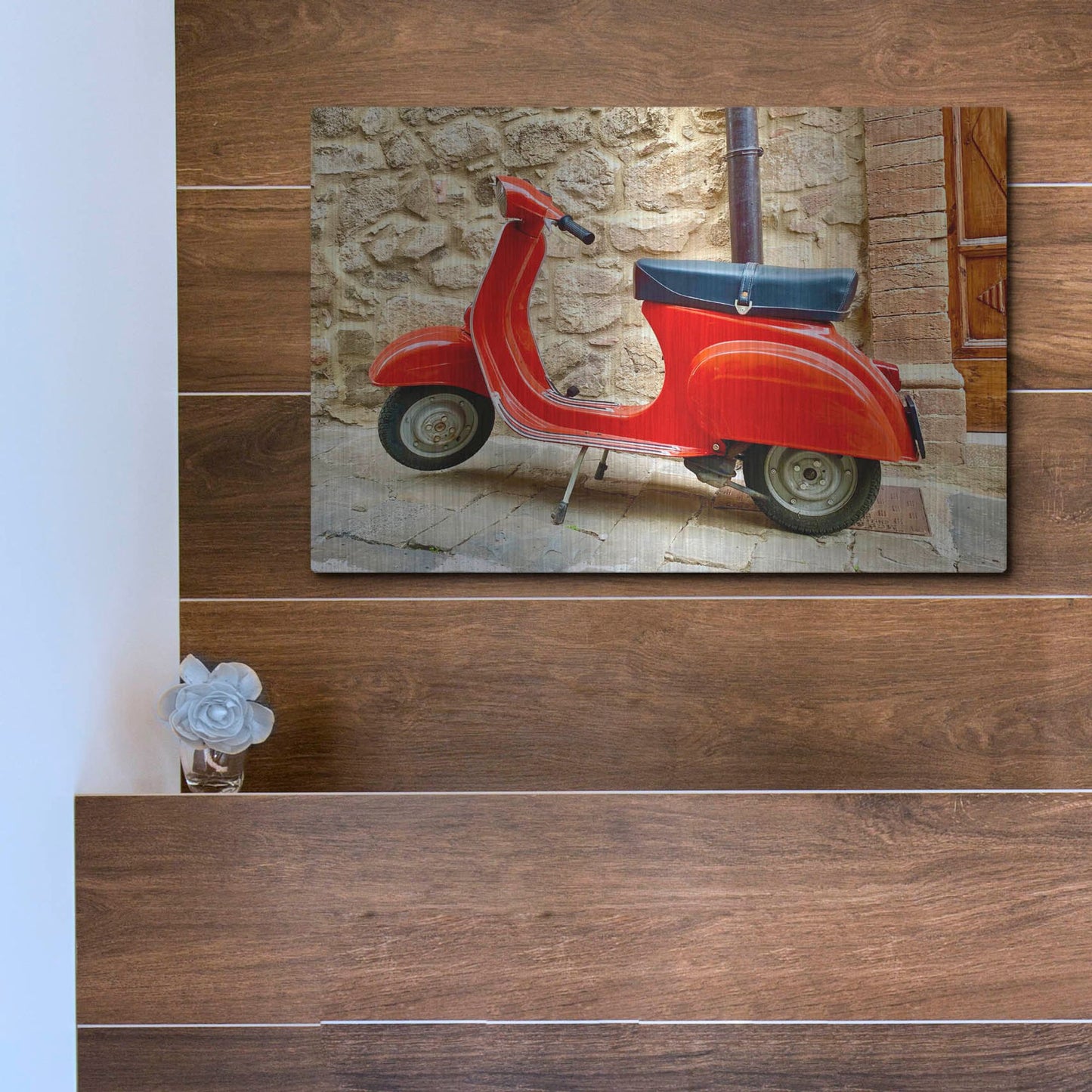 Luxe Metal Art 'Vespa Rossa' by IMB, Metal Wall Art,16x12