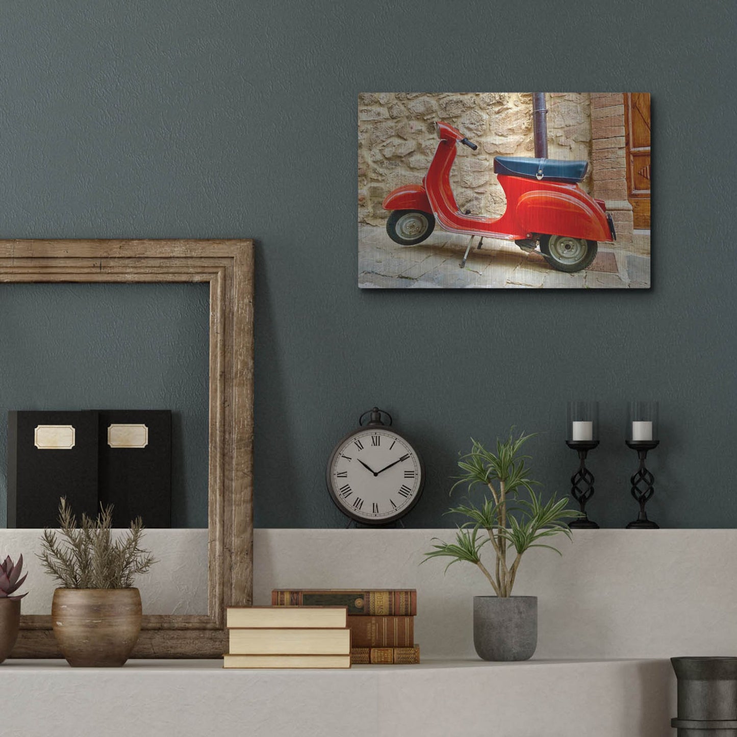 Luxe Metal Art 'Vespa Rossa' by IMB, Metal Wall Art,16x12