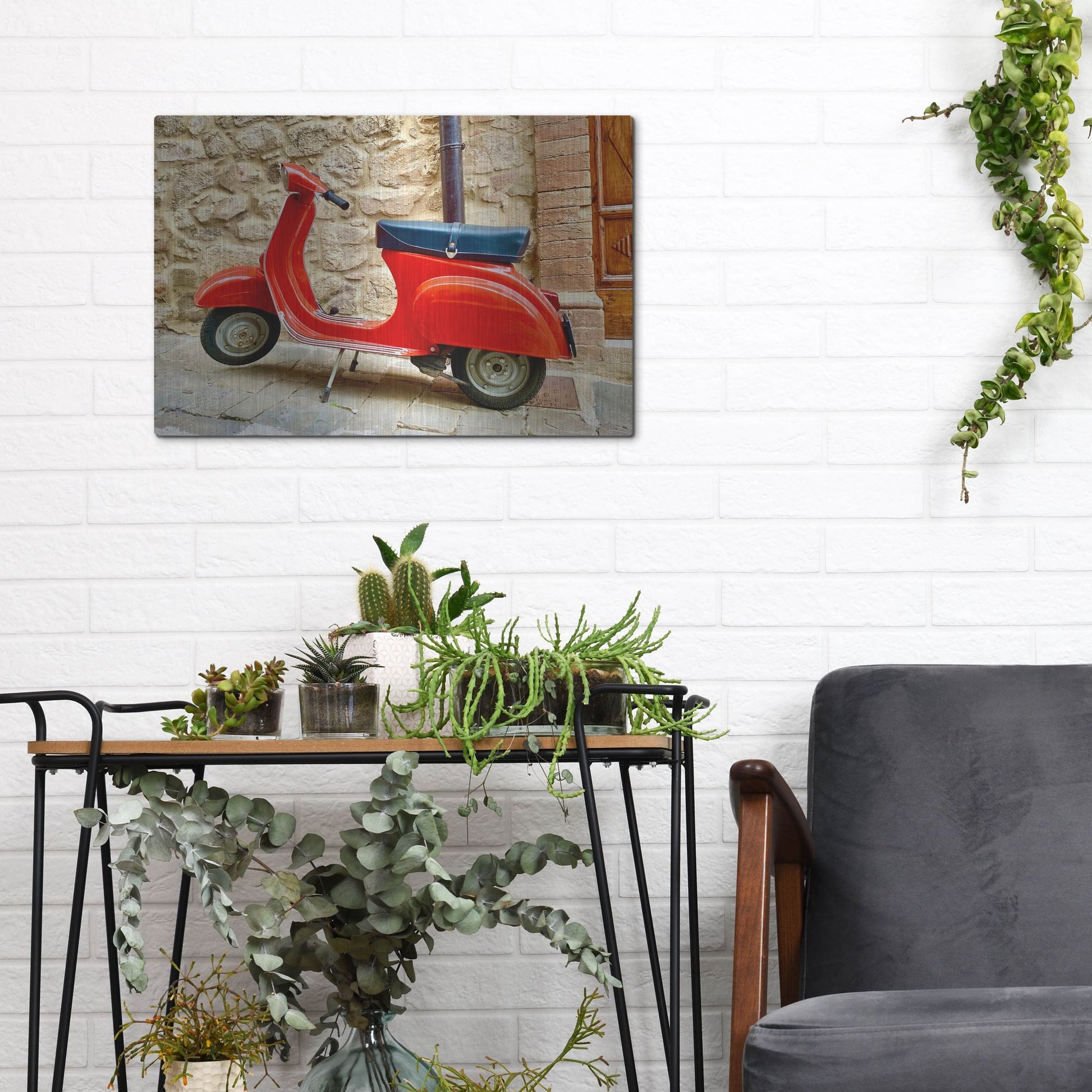 Luxe Metal Art 'Vespa Rossa' by IMB, Metal Wall Art,16x12