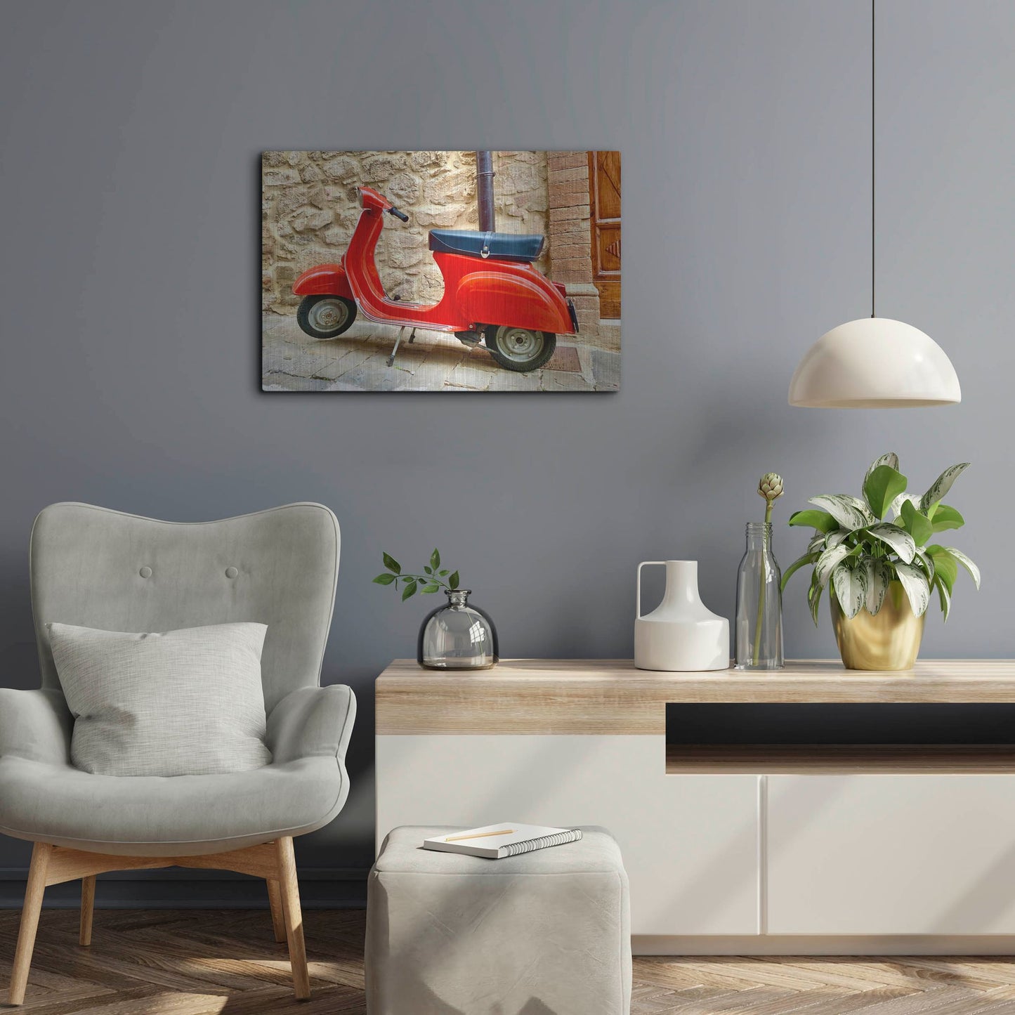 Luxe Metal Art 'Vespa Rossa' by IMB, Metal Wall Art,24x16