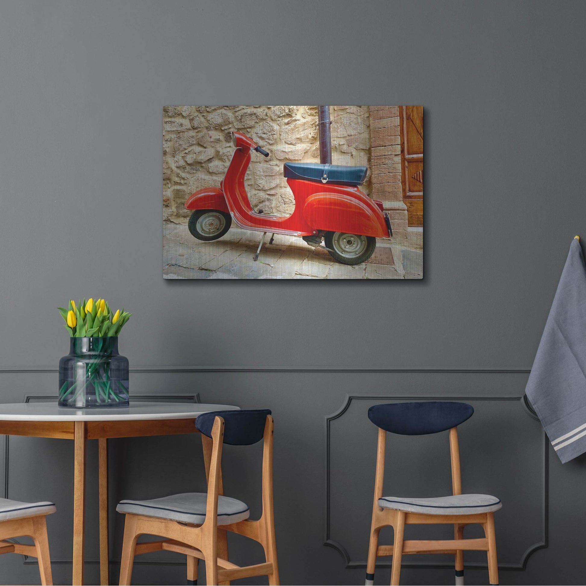 Luxe Metal Art 'Vespa Rossa' by IMB, Metal Wall Art,36x24