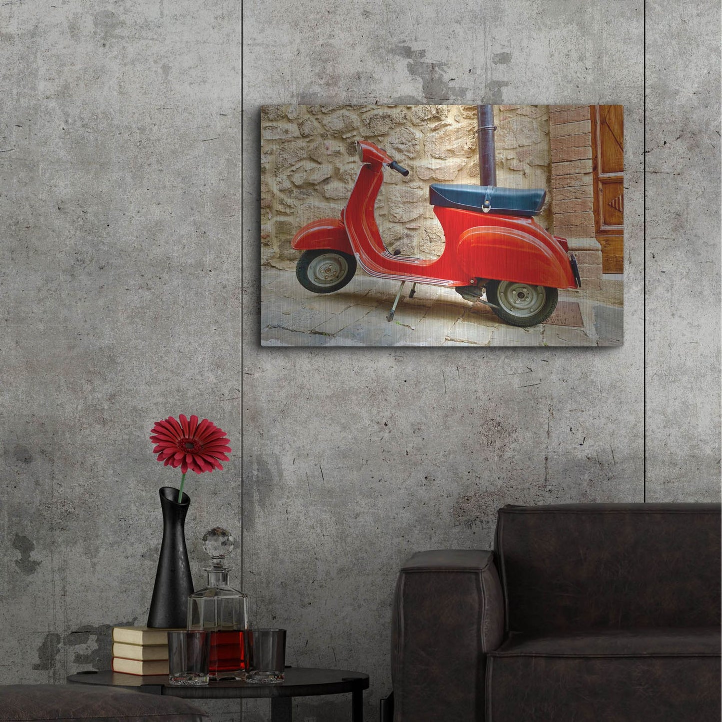 Luxe Metal Art 'Vespa Rossa' by IMB, Metal Wall Art,36x24