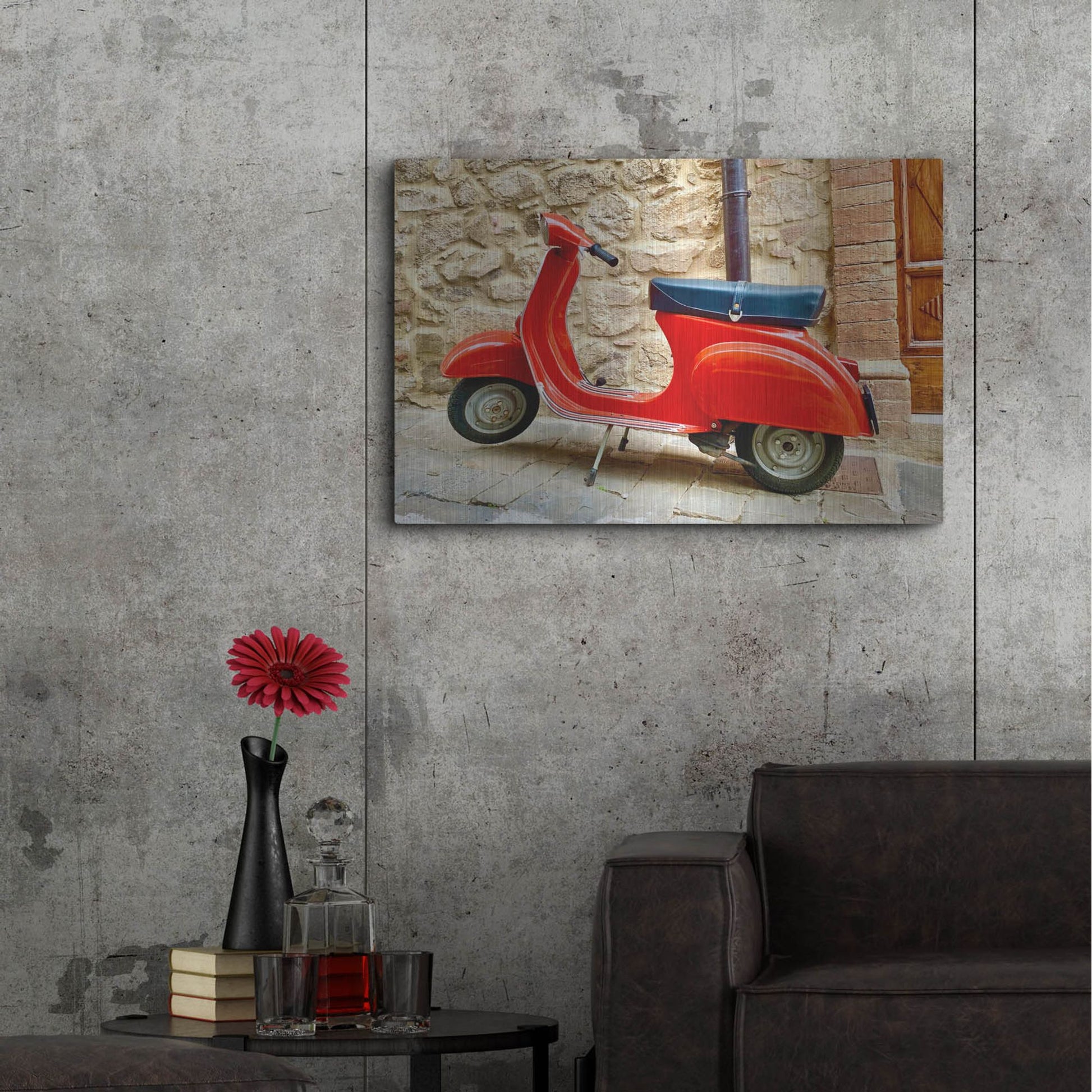 Luxe Metal Art 'Vespa Rossa' by IMB, Metal Wall Art,36x24
