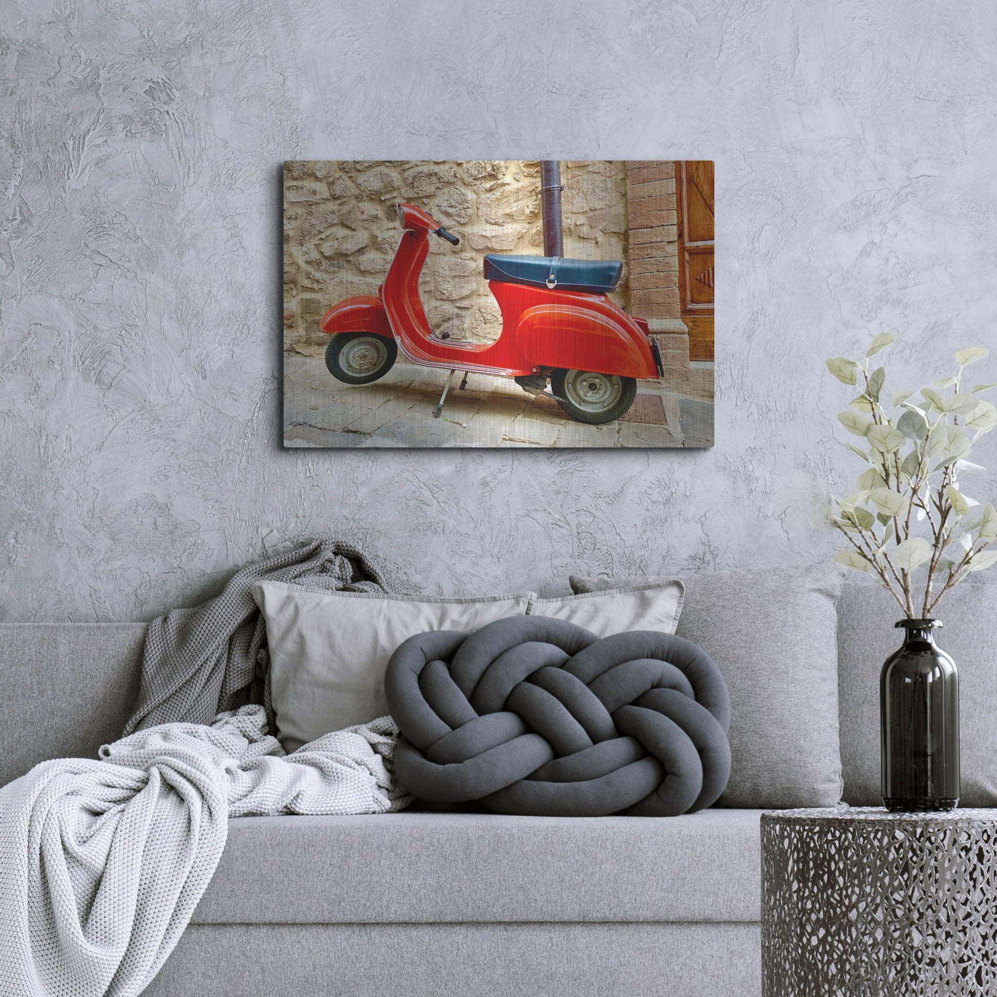 Luxe Metal Art 'Vespa Rossa' by IMB, Metal Wall Art,36x24