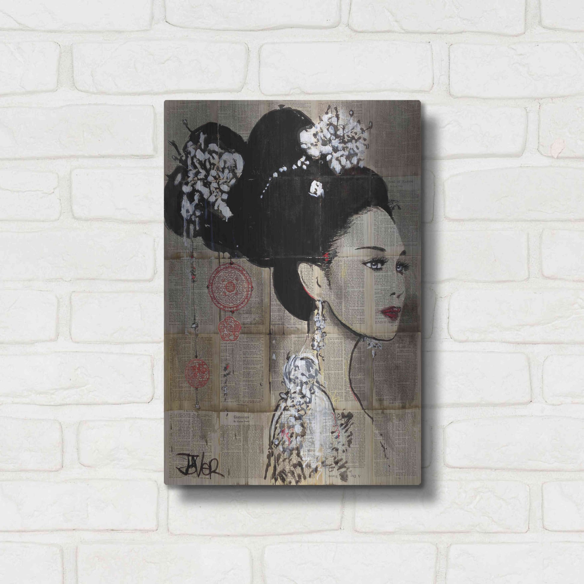 Luxe Metal Art 'Yu' by Loui Jover, Metal Wall Art,12x16