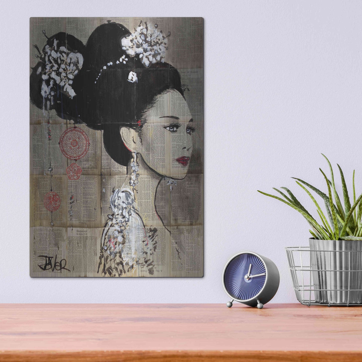 Luxe Metal Art 'Yu' by Loui Jover, Metal Wall Art,12x16