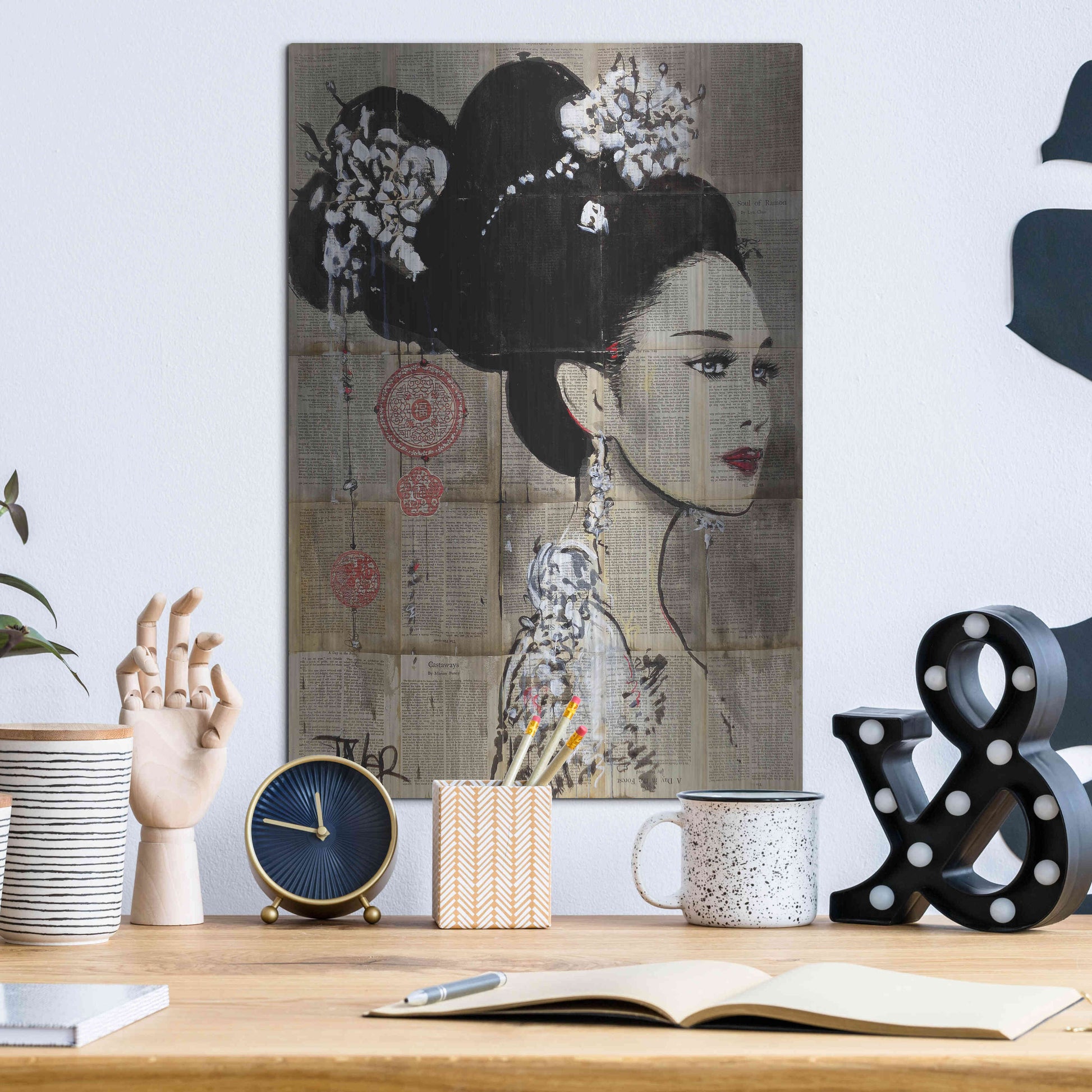 Luxe Metal Art 'Yu' by Loui Jover, Metal Wall Art,12x16