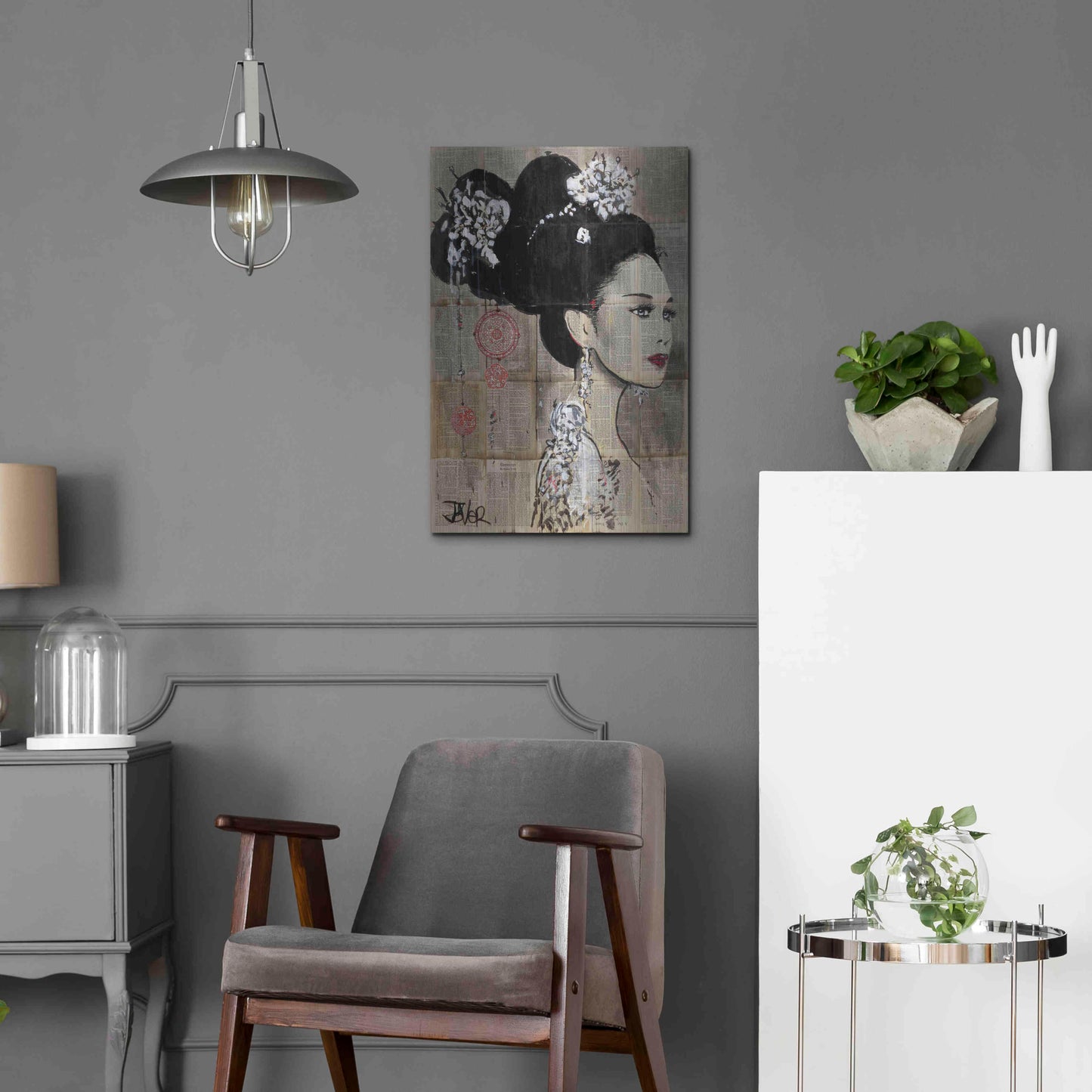 Luxe Metal Art 'Yu' by Loui Jover, Metal Wall Art,16x24