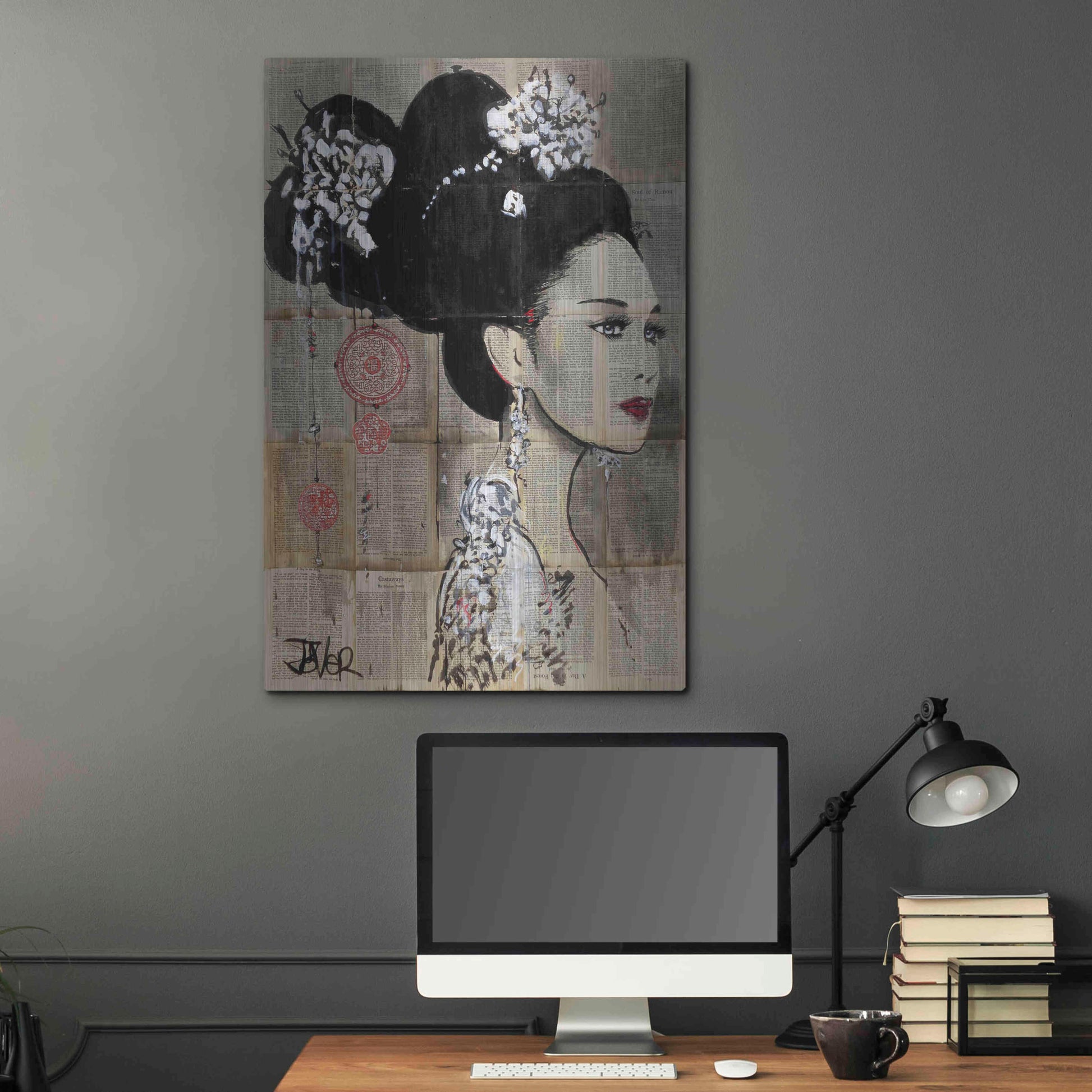 Luxe Metal Art 'Yu' by Loui Jover, Metal Wall Art,24x36