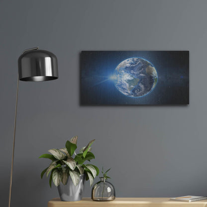 Luxe Metal Art 'Earth Sunrise' by Luxe Portfolio, Metal Wall Art,24x12