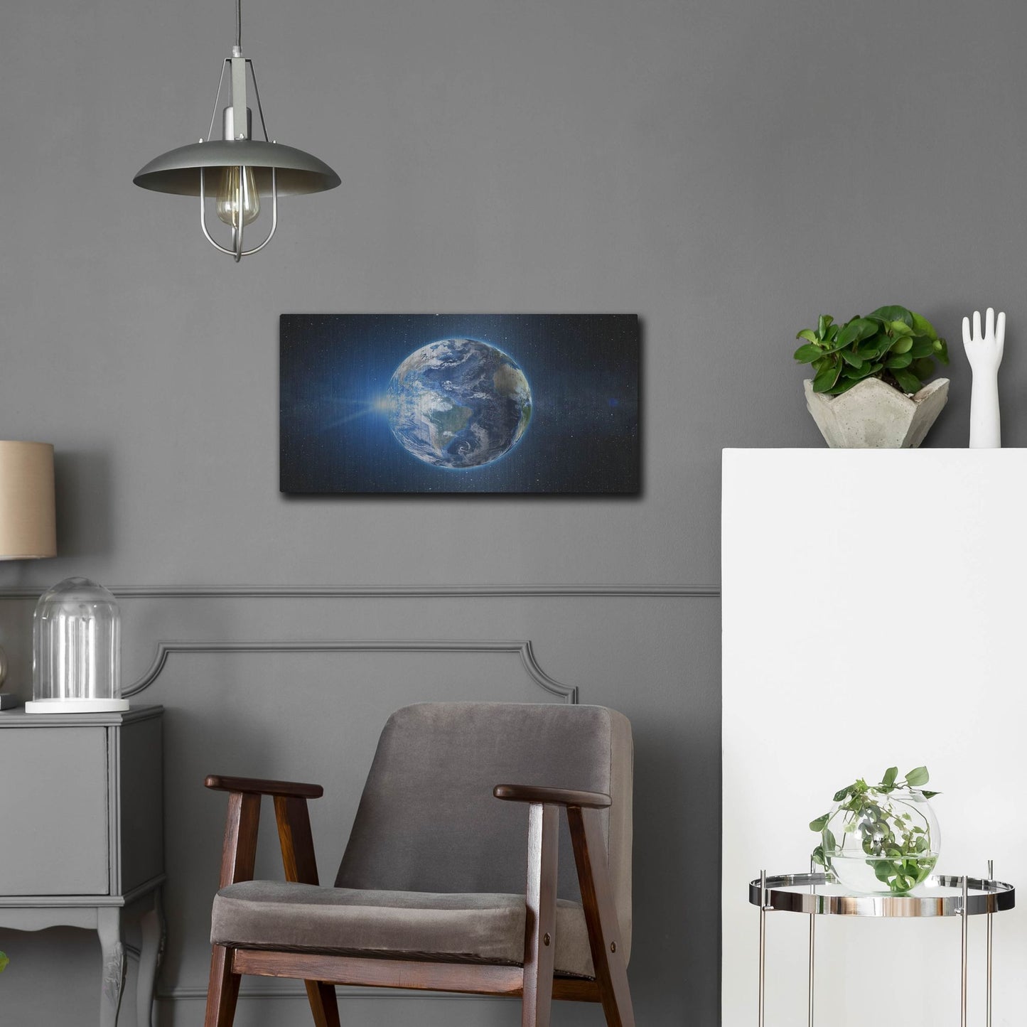 Luxe Metal Art 'Earth Sunrise' by Luxe Portfolio, Metal Wall Art,24x12