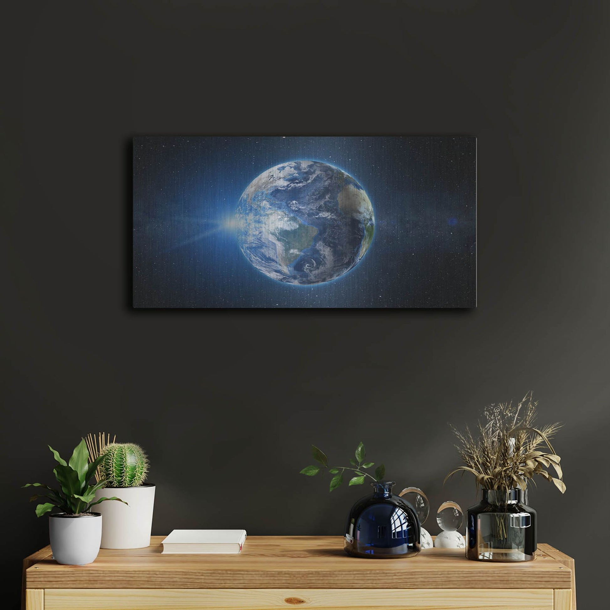 Luxe Metal Art 'Earth Sunrise' by Luxe Portfolio, Metal Wall Art,24x12