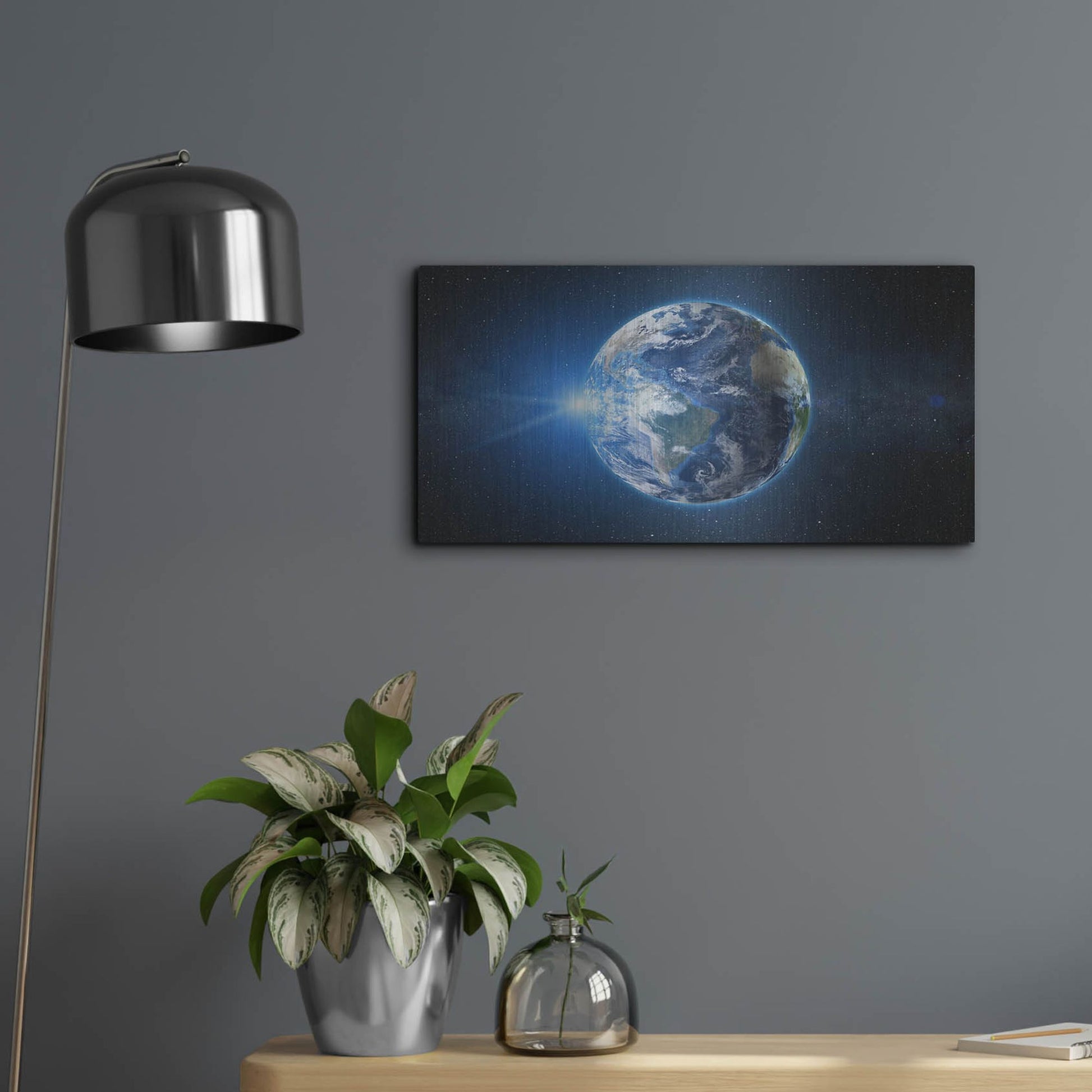 Luxe Metal Art 'Earth Sunrise' by Luxe Portfolio, Metal Wall Art,24x12