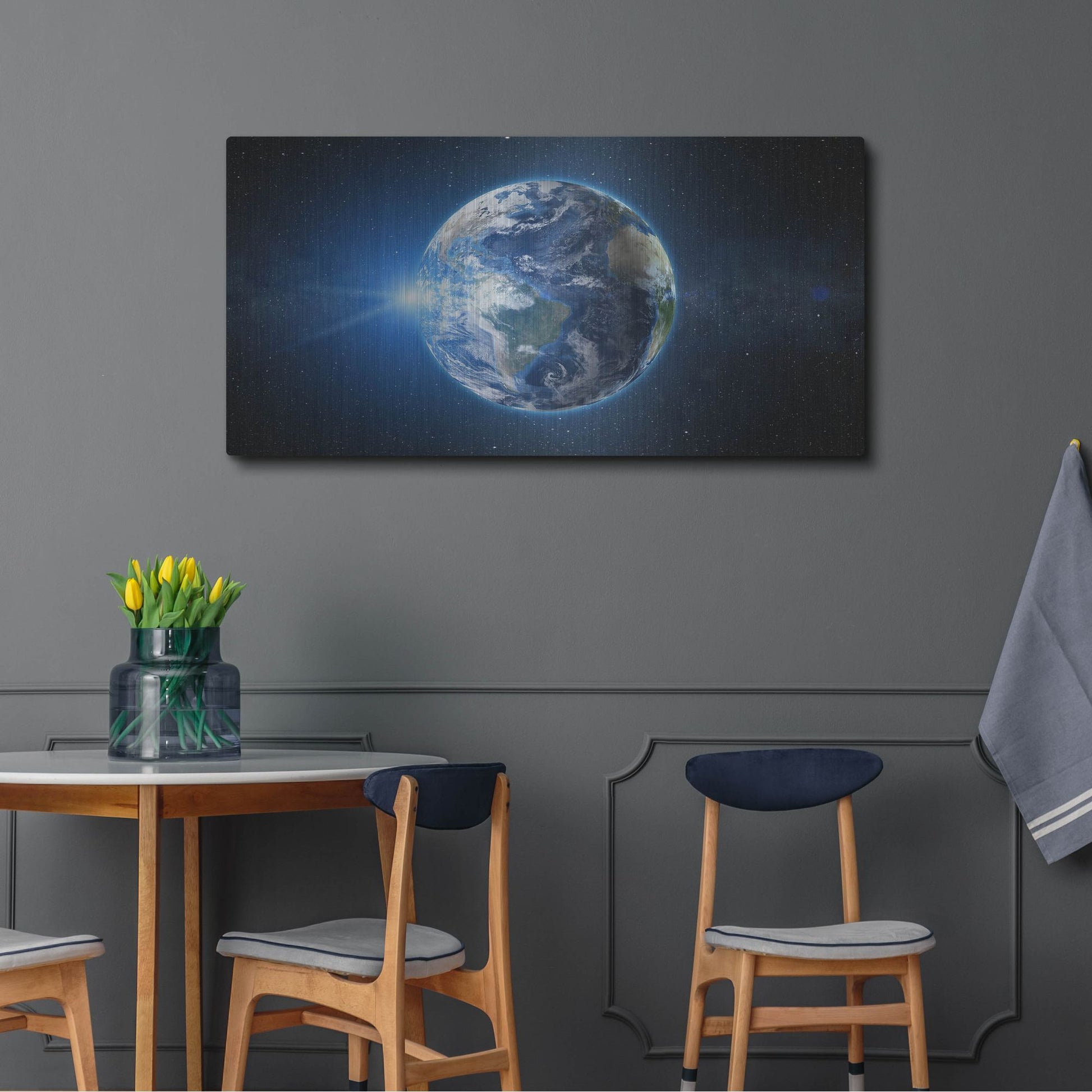 Luxe Metal Art 'Earth Sunrise' by Luxe Portfolio, Metal Wall Art,48x24