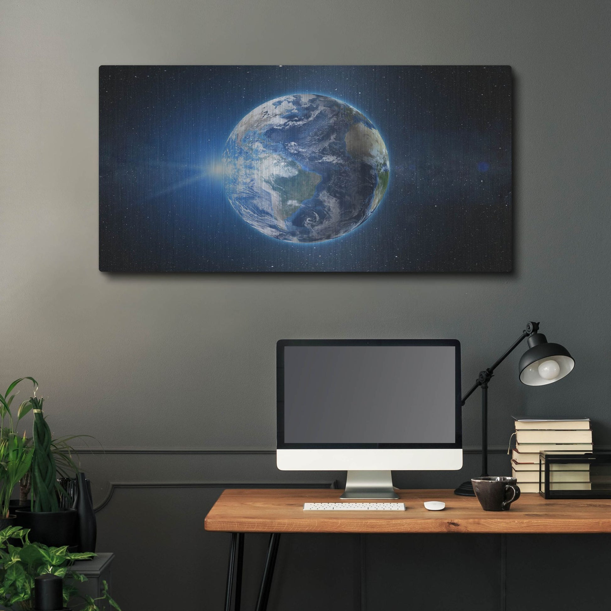 Luxe Metal Art 'Earth Sunrise' by Luxe Portfolio, Metal Wall Art,48x24