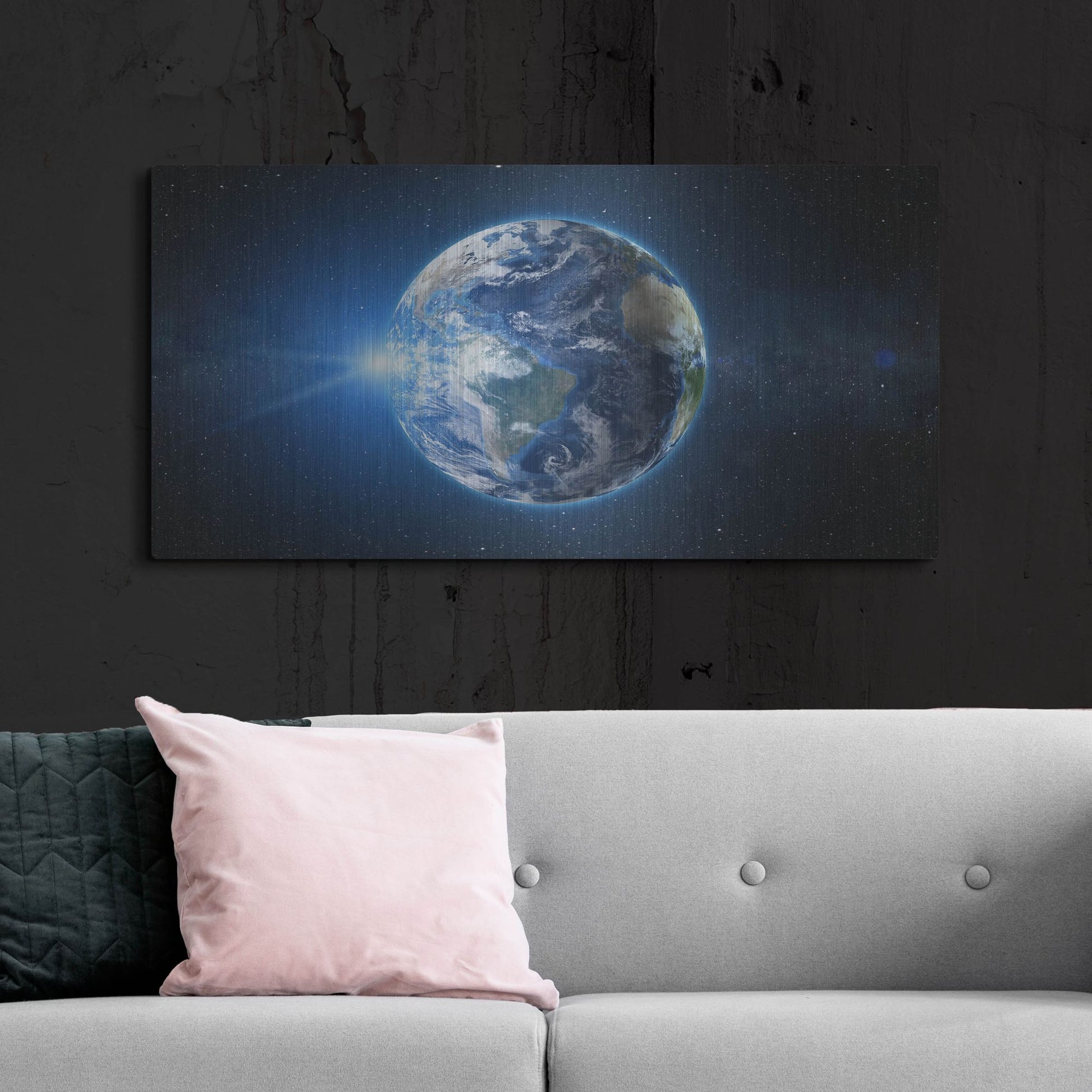 Luxe Metal Art 'Earth Sunrise' by Luxe Portfolio, Metal Wall Art,48x24