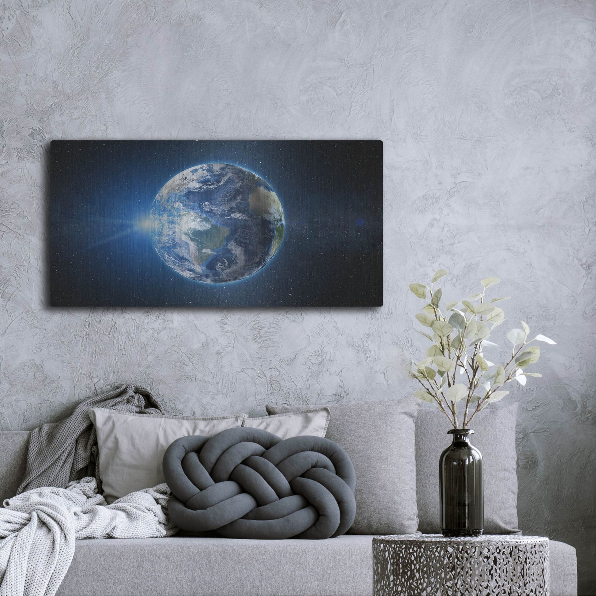 Luxe Metal Art 'Earth Sunrise' by Luxe Portfolio, Metal Wall Art,48x24