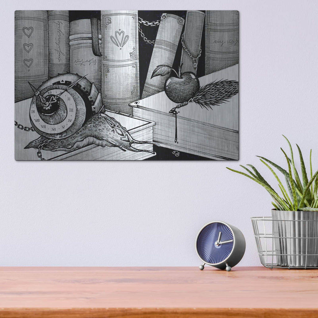 'The Timekeeper' by Avery Multer – Metal Wall Art, 16x12 room view