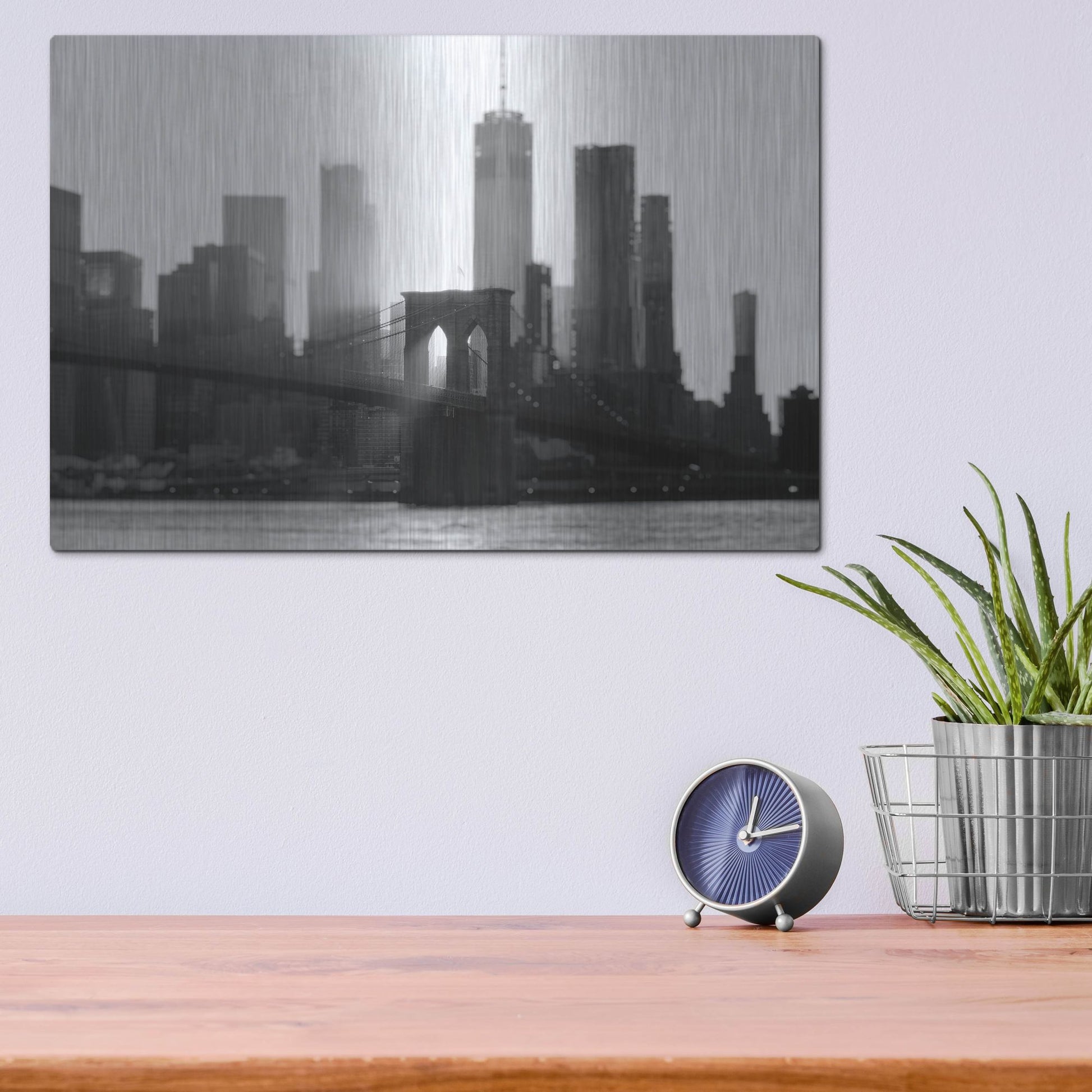 Luxe Metal Art 'New York 1' by Carina Okula, Metal Wall Art,16x12