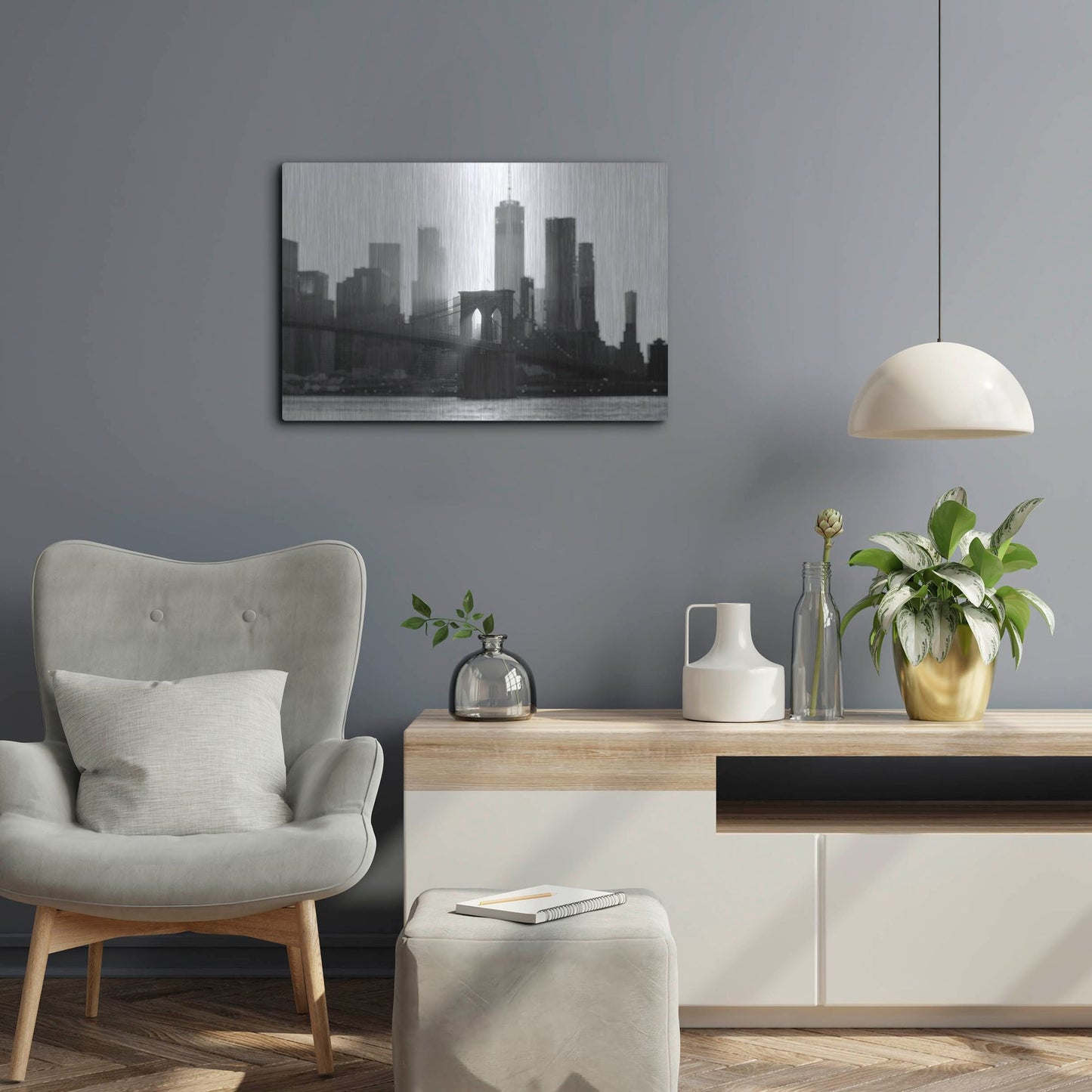 Luxe Metal Art 'New York 1' by Carina Okula, Metal Wall Art,24x16