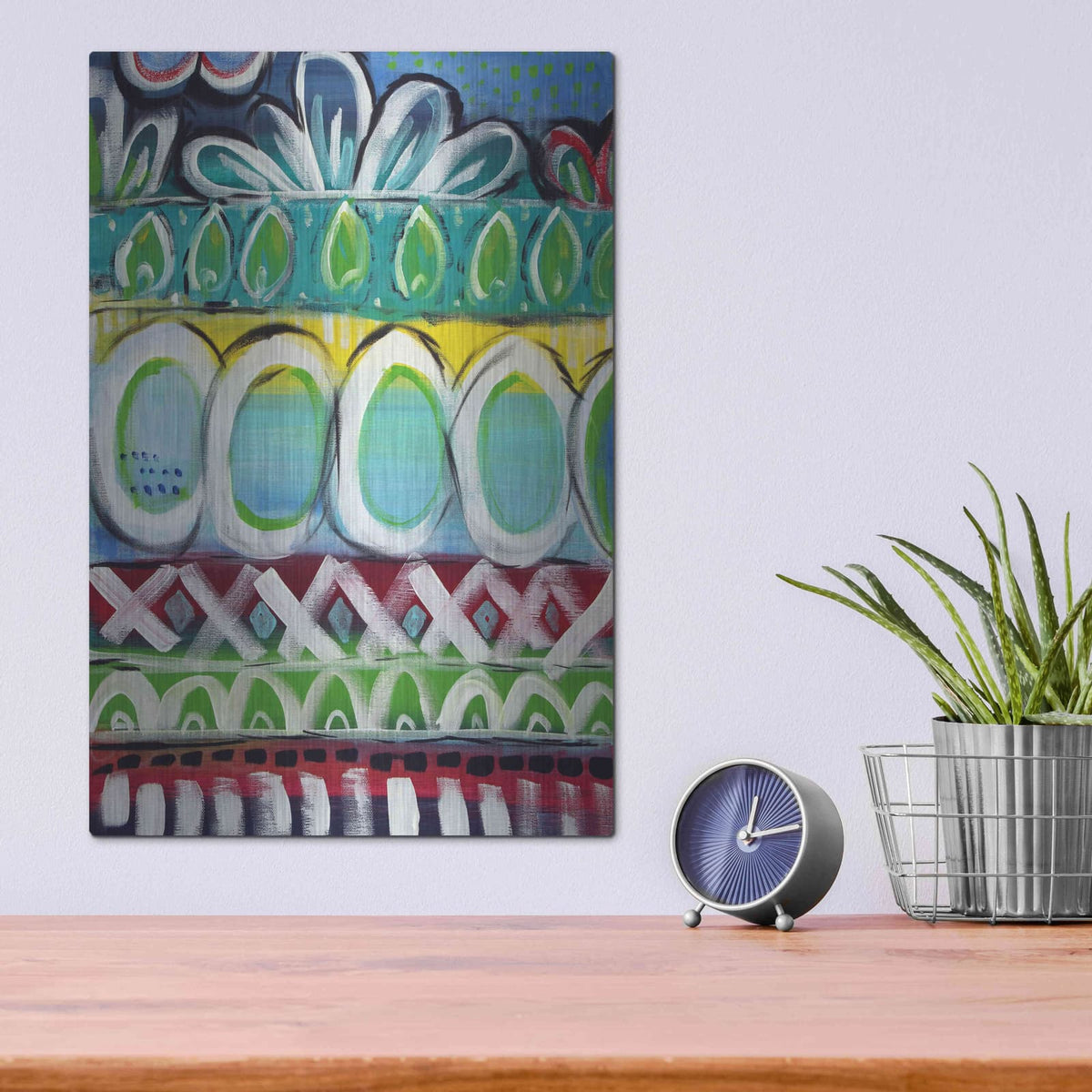 'Fiesta I' by Linda Woods – Metal Wall Art, 12x16 room view