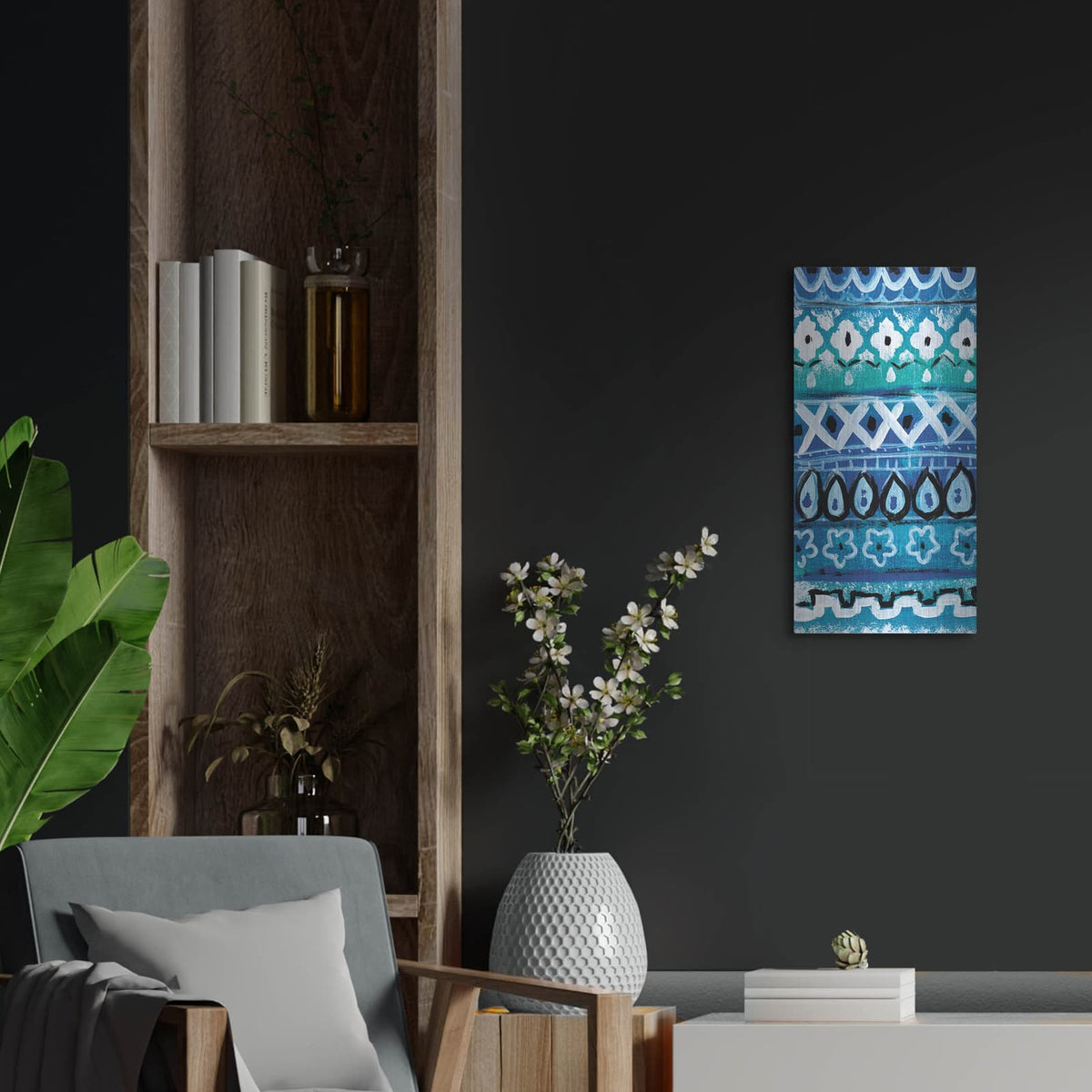 'Pattern Painting V' by Linda Woods – Metal Wall Art, 12x24 room view
