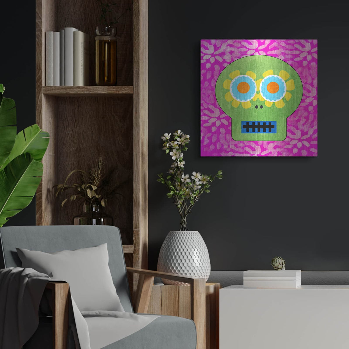 'Day Of The Dead I' by Linda Woods – Metal Wall Art, 24x24 room view