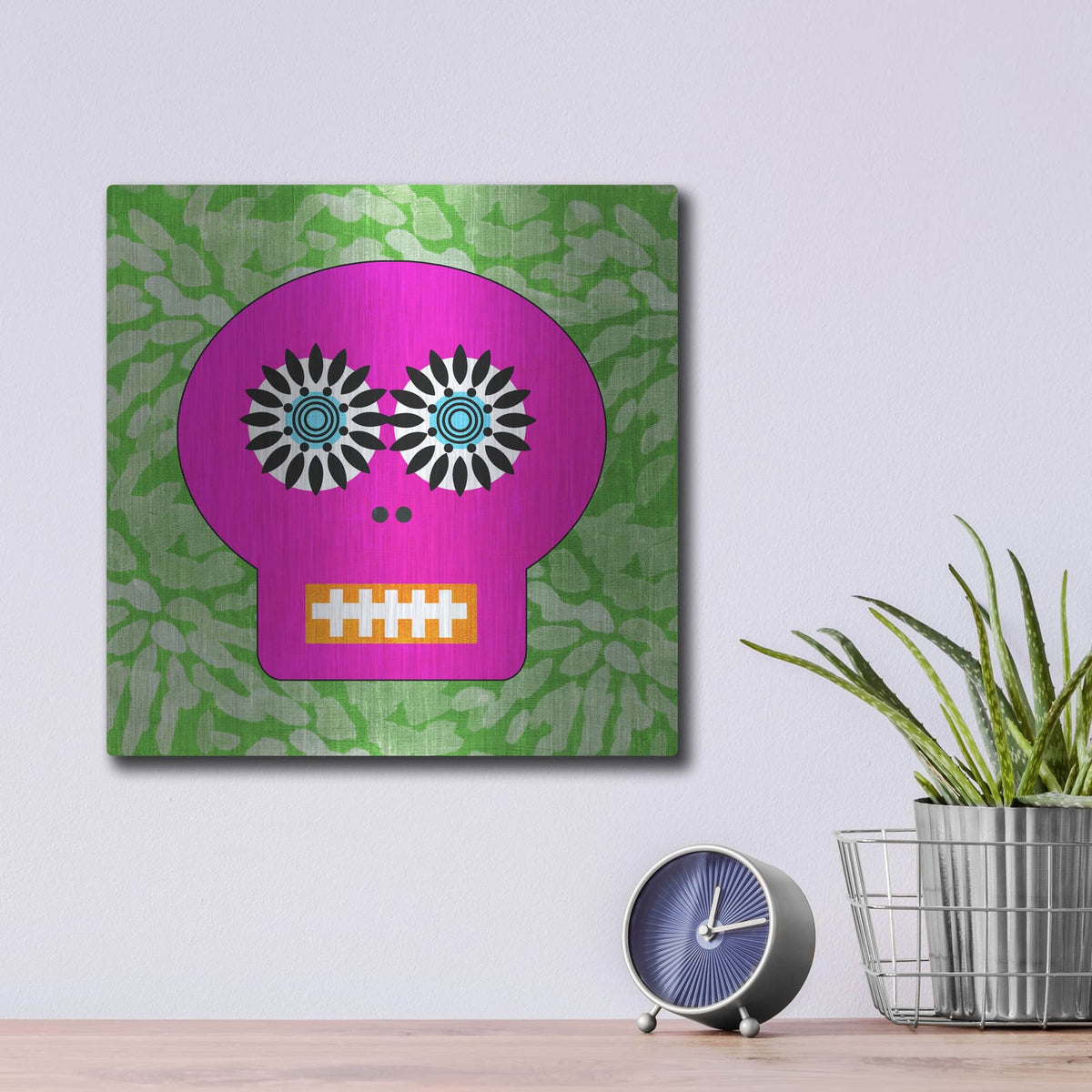 'Day Of The Dead II' by Linda Woods – Metal Wall Art, 12x12 room view