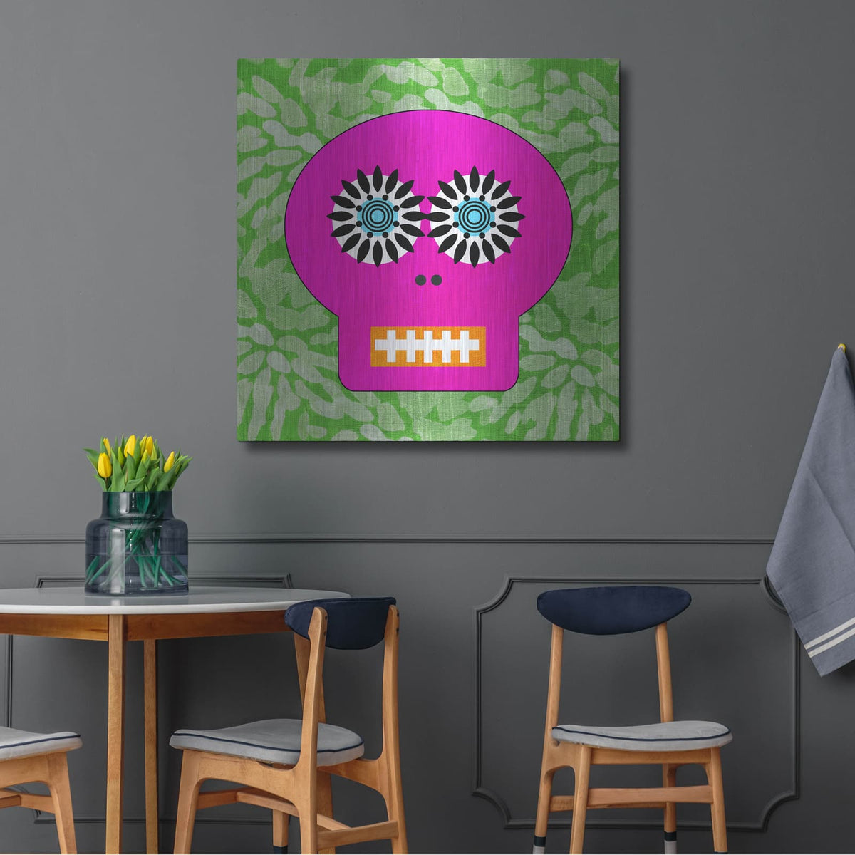'Day Of The Dead II' by Linda Woods – Metal Wall Art, 36x36 room view