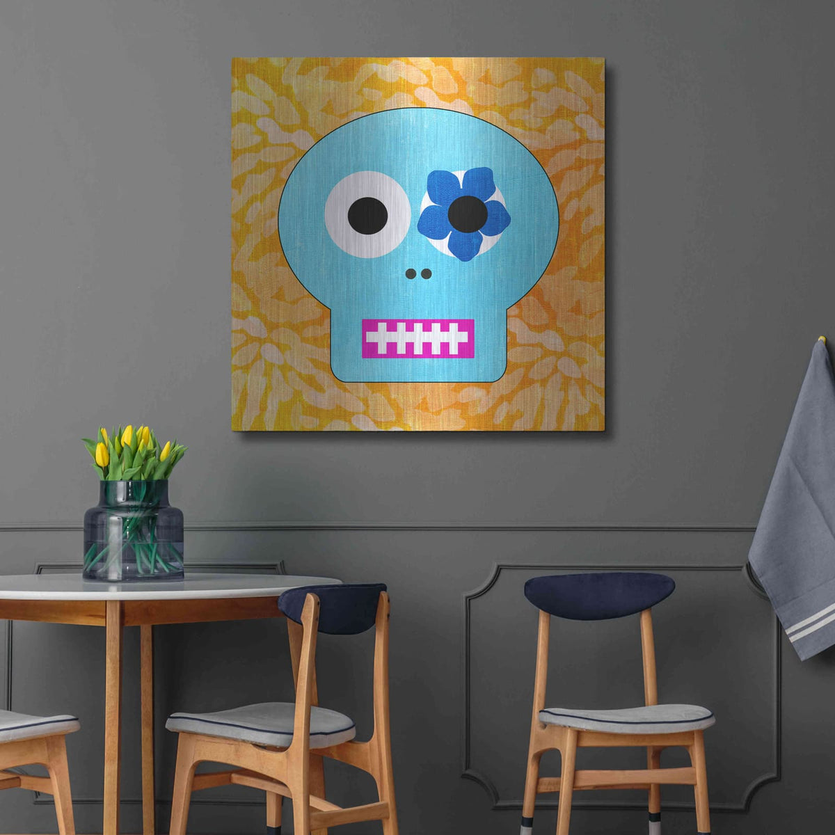 'Day Of The Dead III' by Linda Woods – Metal Wall Art, 36x36 room view