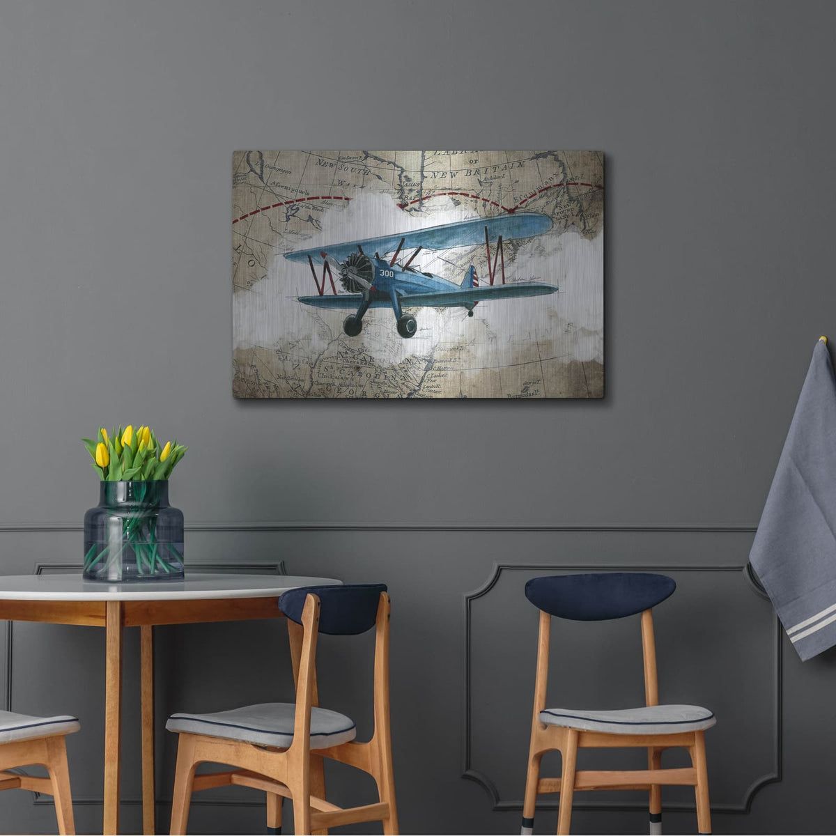 'Biplane 1' by GraphINC – Metal Wall Art, 36x24 room view