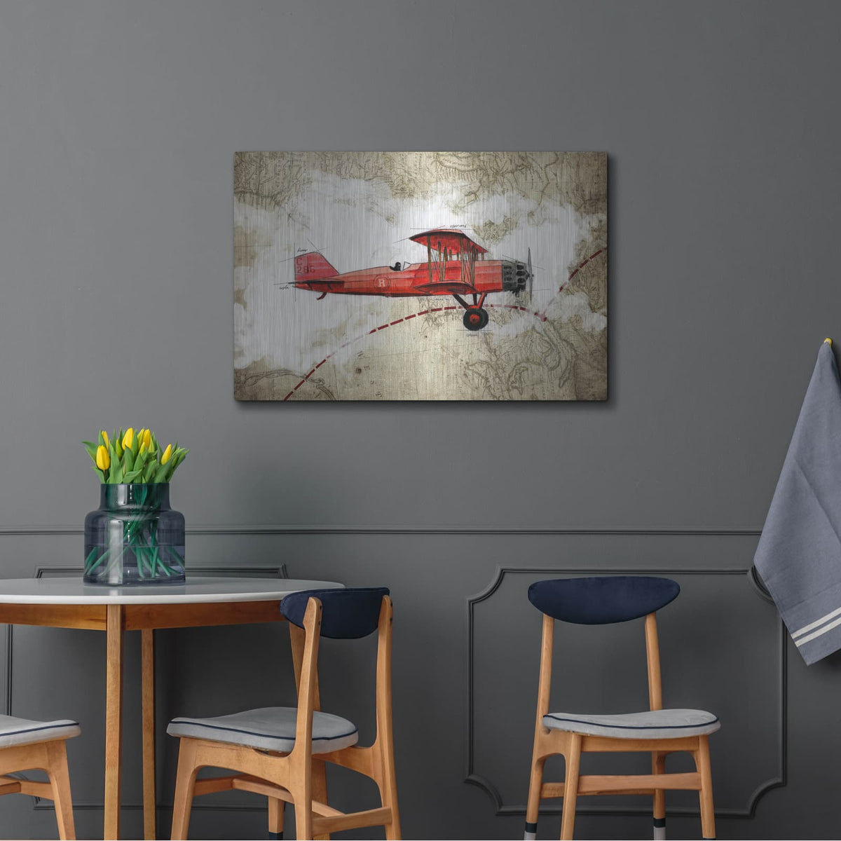 'Biplane 3' by GraphINC – Metal Wall Art, 36x24 room view