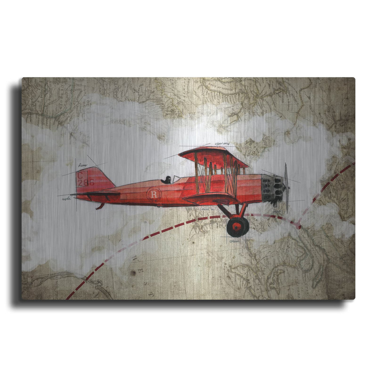 'Biplane 3' by GraphINC – Metal Wall Art
