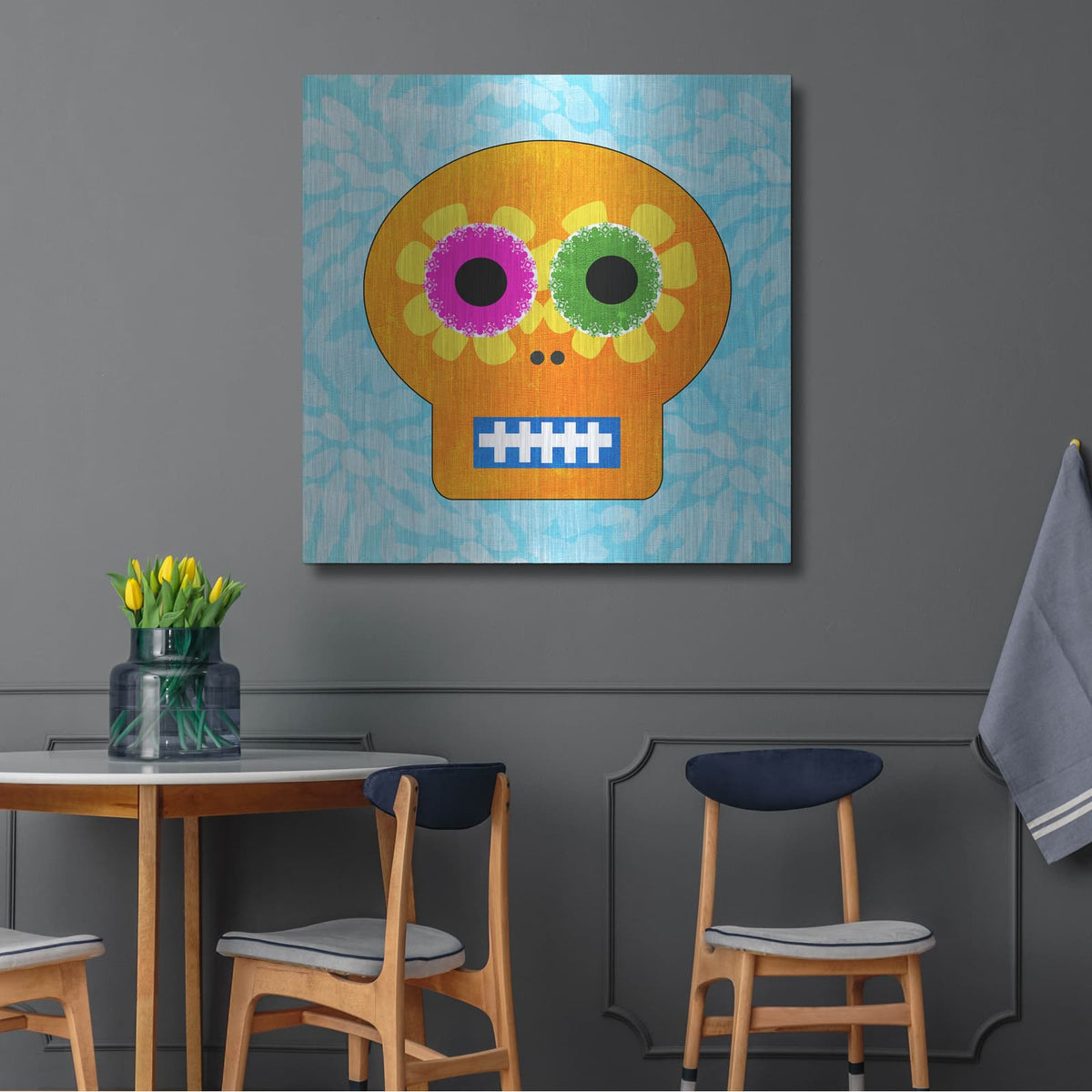 'Day Of The Dead IV' by Linda Woods – Metal Wall Art, 36x36 room view