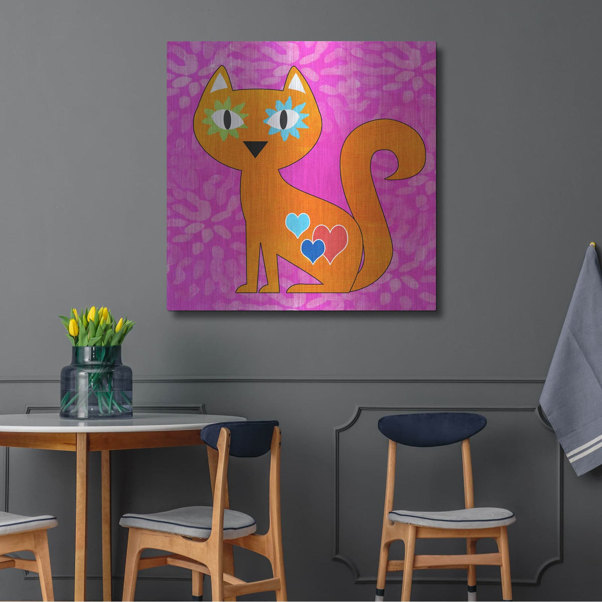 'Day Of The Dead Cat' by Linda Woods – Metal Wall Art, 36x36 room view