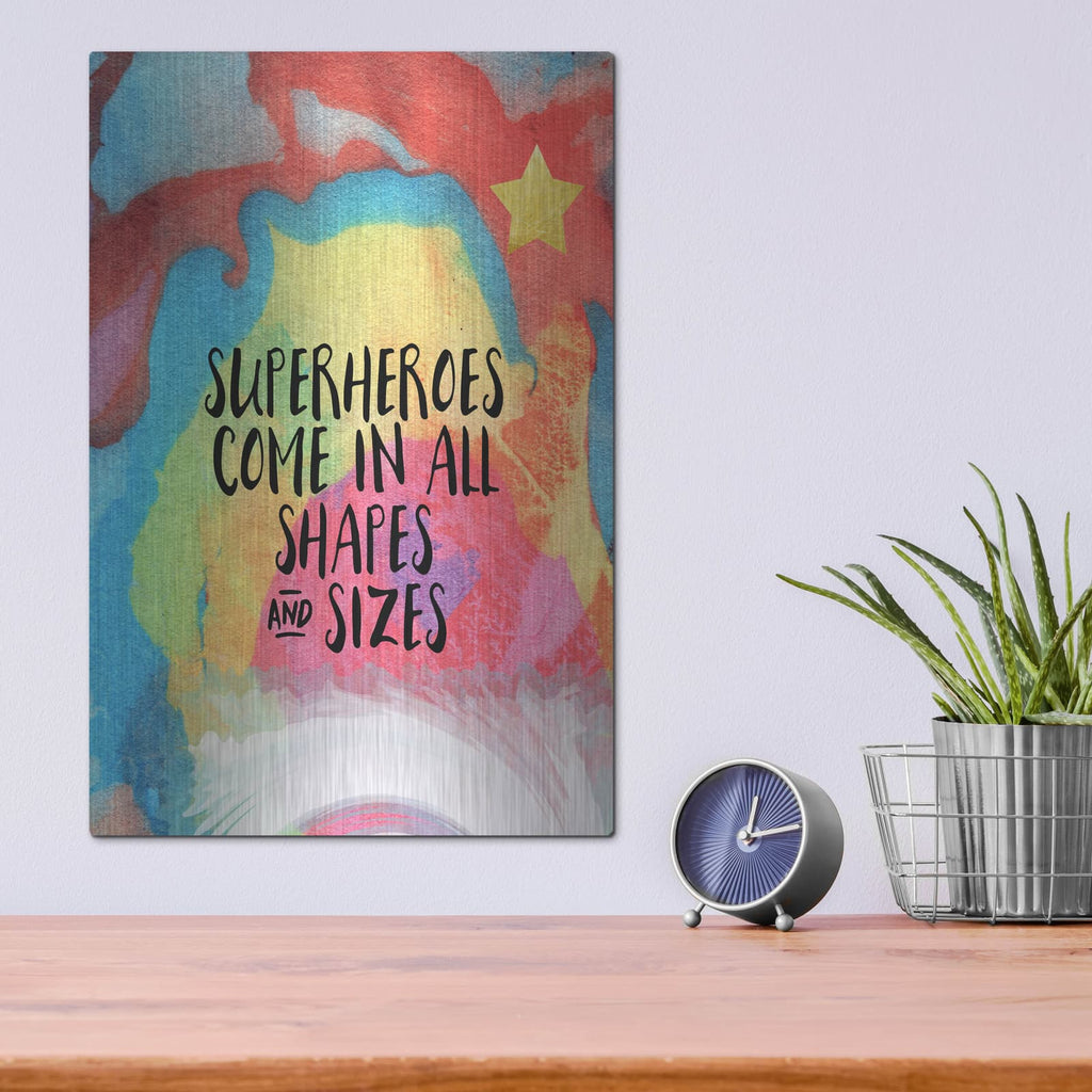 'Superheroes Come In All Shapes' by Linda Woods – Metal Wall Art, 12x16 room view