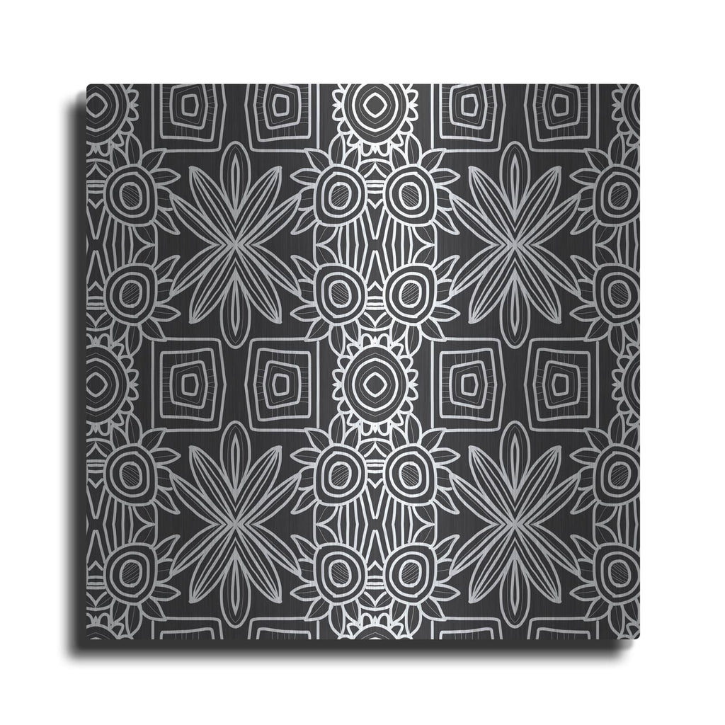 'Black And White Boho Floral' by Linda Woods – Metal Wall Art