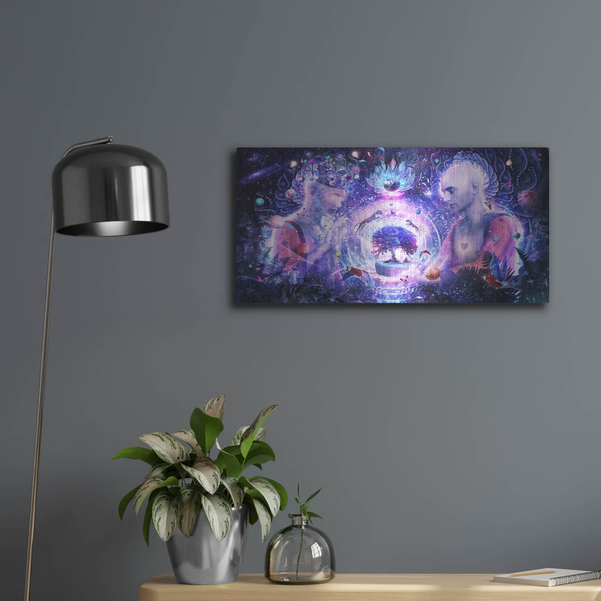 'A Spark In The Universe' by Cameron Gray – Metal Wall Art, 24x12 room view