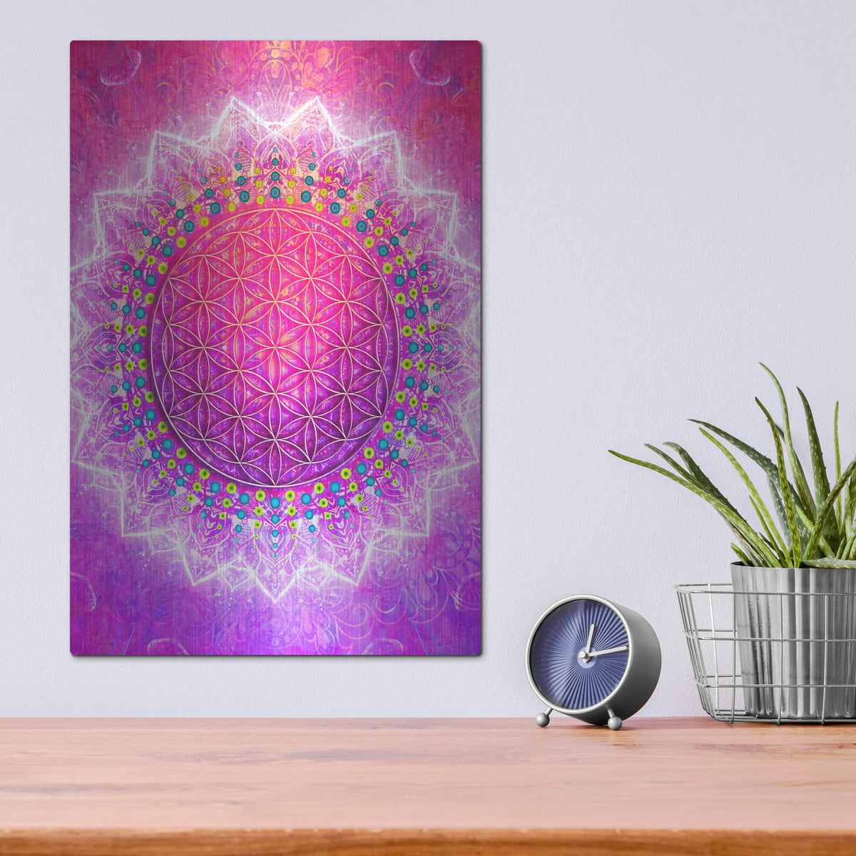 'Flower Of Life' by Cameron Gray – Metal Wall Art, 12x16 room view