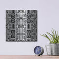 'Black And White Boho Floral II' by Linda Woods – Metal Wall Art, 12x12 room view