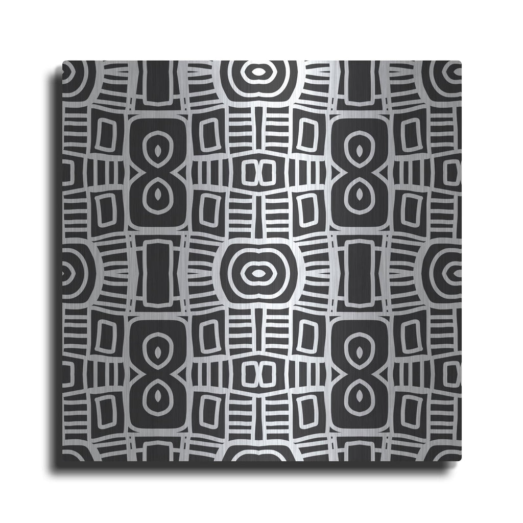 'Black And White Boho Floral II' by Linda Woods – Metal Wall Art