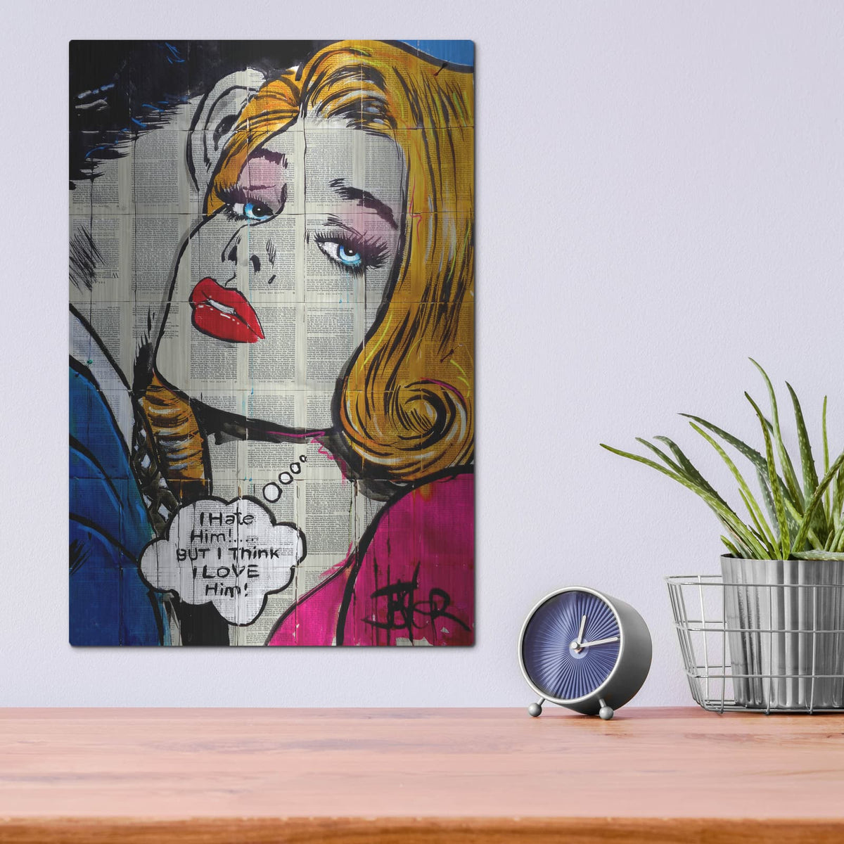 'Lovehatepop' by Loui Jover – Metal Wall Art, 12x16 room view