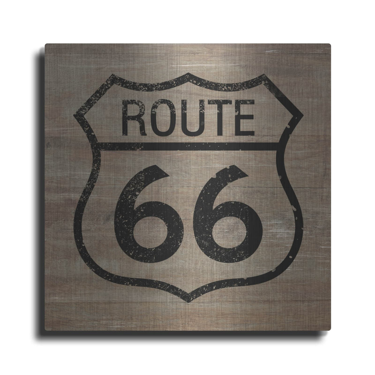 'Route 66 Black On Wood' by Linda Woods – Metal Wall Art