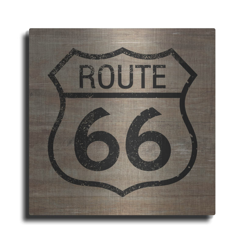 'Route 66 Black On Wood' by Linda Woods – Metal Wall Art