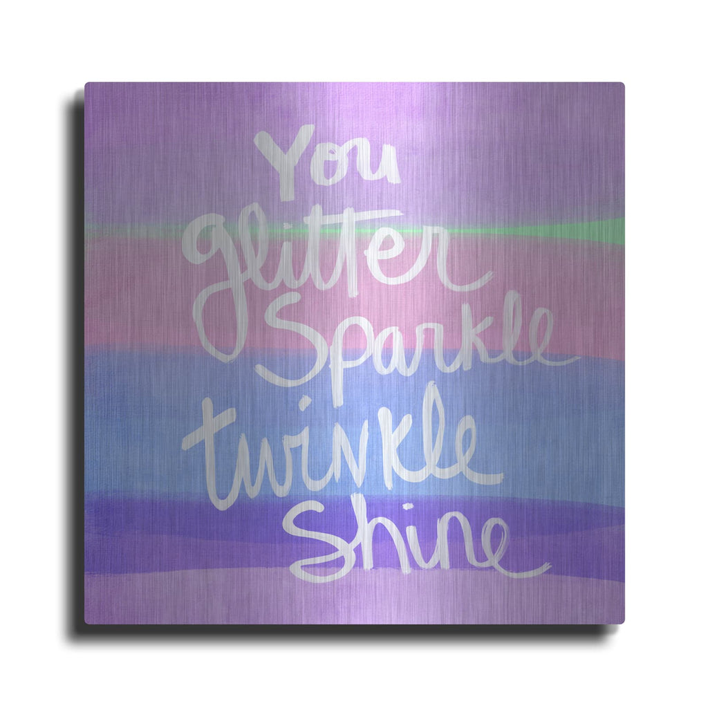 'Unicorn Stripe Sparkle' by Linda Woods – Metal Wall Art